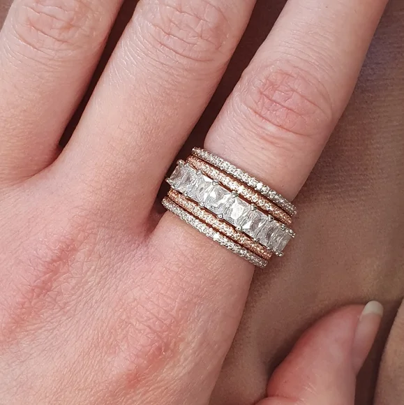 Super Pretty Rose Gold / Gold & Silver Set Rings - Picture 3 of 7